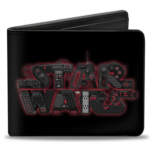 Buckle-Down Men's Star Wars Wallet, Bifold, Galactic Empire Logo Black Grays Reds, Vegan Leather, 4.0