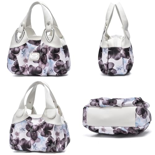 Image of Fashion Vegan Leather Handbag for Women Multi Pocket Large Tote Bags Satchel Printed Purses Soft Hobo Bag