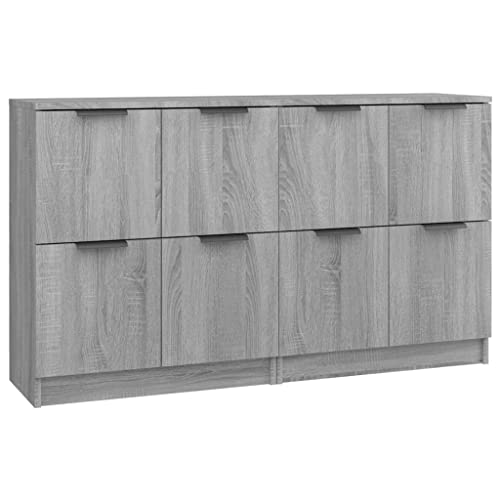 vidaXL 2X Sideboard Kommode Anrichte Schrank Beistellschrank Mehrzweckschrank Standschrank mit Türen Grau Sonoma 60x30x70cm Holzwerkstoff