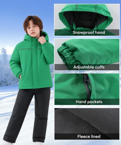 Image of Hiheart Boys Girls Winter Ski Jacket & Pants Set 2-Piece Snowsuit