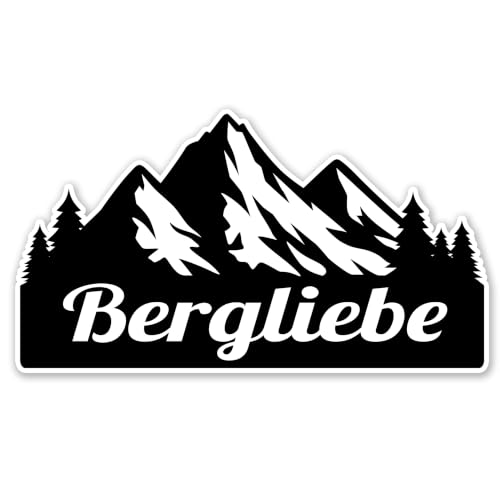 Bergliebe Aufkleber Berge &ndash; Premium Folie mit kontraststarkem wei&szlig;em Rand &ndash; wetterfester Berg Sticker f&uuml;r Auto, Heckscheibe, Laptop & Koffer (Schwarz, 14 x 7,8)