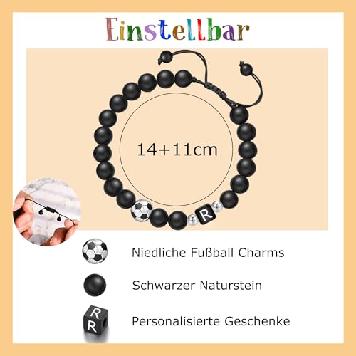 Fußball Geschenke für Jungs Personalisiertes Geschenk Initialen Fußball-Armband (R)