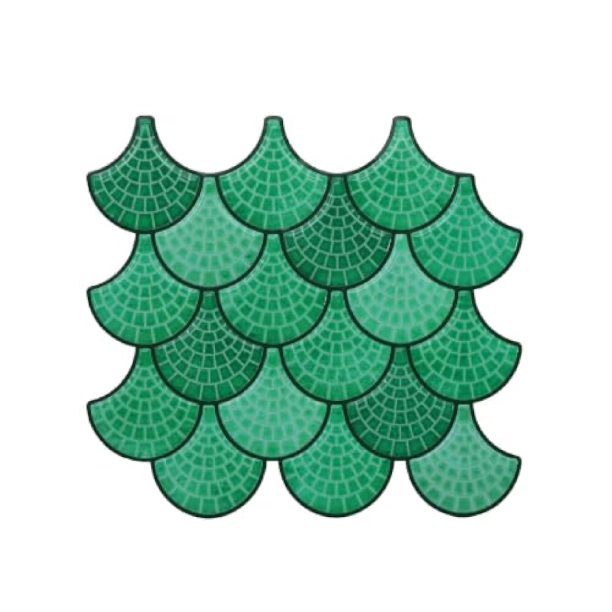 Emerald Green Fish Scale Peel & Stick Tile, Jade Mosaic Backsplash