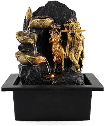Lord Krishna Indoor Water Fountain | Water Fountain for Office and Home Decor | Water Fountain with LED Light (Material : Polyresin, Size : 22(L) x 18(B) x 27(H) cms) from Interio Crafts.