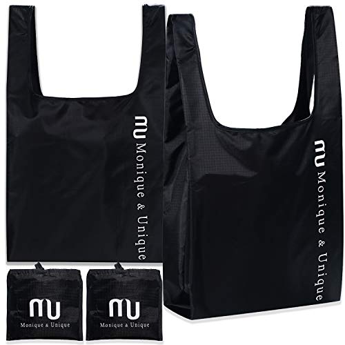 Monique & Unique エコバッグ 折りたたみ 2個セット 買い物袋 大容量 軽量 厚手 M&Uオリジナル レディース メンズ 人気