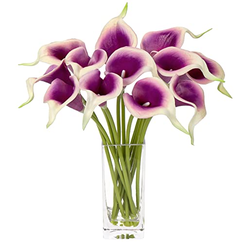 DILATATA Artificial Purple Calla Lilies in Glass Vase #TOP14