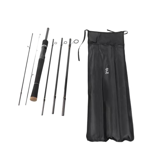 Tbest Canne à Pêche en Fibre de Carbone 6 Pièces Canne à Pêche Ultralégère avec Guides en Acier Inoxydable et Sac de Rangement pour la en Eau Douce et en Eau Salée de Voyage (Spinning 2,1m)