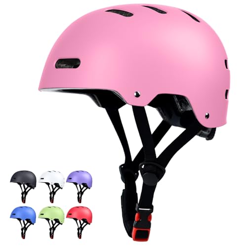 Skateboard Bike Helmet, for Adult Women Men Youth, Pink, Large by OUWOER - Used condition - US$32.69