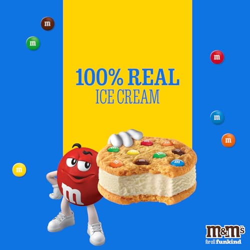 M&M\'S Vanilla Ice Cream Cookie Sandwiches, Reduced Fat Vanilla Ice Cream Dessert Cookie Sandwich, 4 Pack, 4 Oz