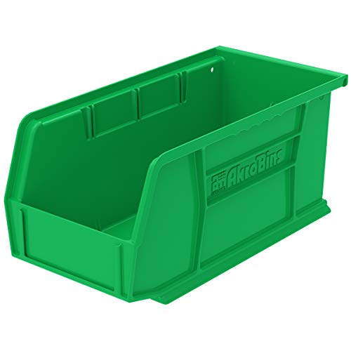 Akro-Mils 30230 AkroBins Plastic Storage Bin Hanging Stacking Containers, (11-Inch x 5-Inch x 5-Inch), Green, (12-Pack)