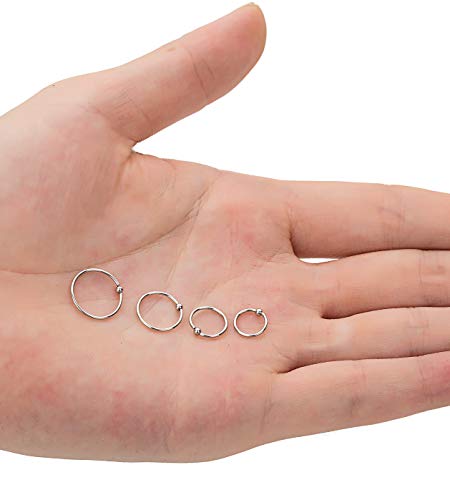 Yovoro 24Pcs 20G Stainless Steel Nose Rings Hoop Cartilage Helix Ear Piercing Tragus Body Jewelry (B: 24Pcs Silver-Tone) #TOP5
