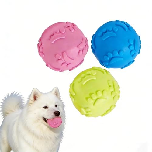 BRRDAQU 3 Stück Hundespielzeug Ball Unzerstörbarer Hundeball 6 cm Quietschball aus TPR Hund Kauspielzeug Schwimmfähig für Pool Training für Mittelgroße Und Kleine Hunde(Blau Rosa Grün)