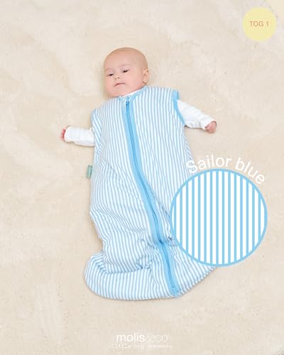 Miniatura 4 de Molis Co - Saco Dormir Bebé Tog 1-85 Cm 6-18 Meses - Primavera Y Otoño Sin Mangas - Saco De Dormir Bebe Para Niños Niñas Unisex - 100 Algodón Oeko-Tex - Sailor Blue