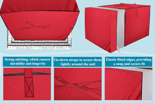 Image of The Furnishing Tree Elastic fit waterproof Polyester window ac cover compatible for Blue Star 1.5 Ton ID318YKU Dustproof cover for inner and outer section, Red