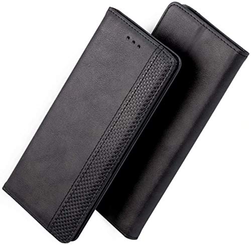 FANFO® Funda para Huawei P Smart S/Huawei Y8p, Billetera de Cuero PU Retro Elegante Cubierta Cierre Magnético Case Cover, Cubierta Estilo Libro en Folio Estuch, Negro
