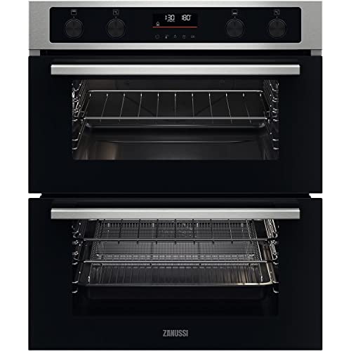 Zanussi Series 40 AirFry Built Under Double Oven ZPCNA7XN, 45L Capacity, 59.4 cm, Fan Controlled Defrosting, Catalytic Cleaning, LED Display, Stainless Steel