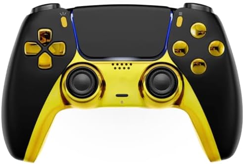 MODDEDZONE Black/GOld Custom Rapid Fire, Anti Recoil, Macros MODDED Wireless Controller for PS5 & PC - Unique Designs, Smart Mods for ps5 controller controlled by the APP. Best for FPS Games