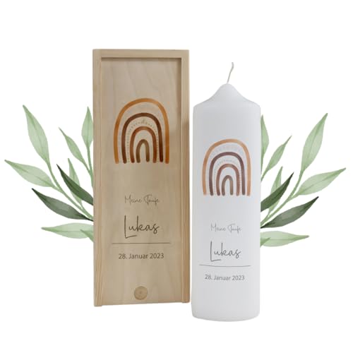 Vela de bautizo de arco iris neutral, vela de bautizo personalizada, vela de bautizo con frase en el bautismo, vela bendición, regalo para bautizo, regalo de bautizo