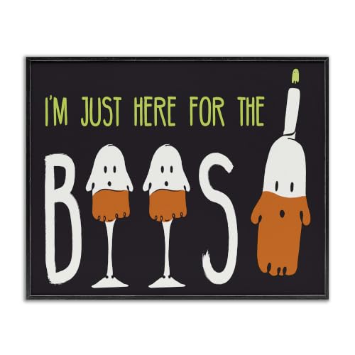Here for the Boos Halloween Ghost Pun, 24 x 30 Inch Framed Giclée Print
