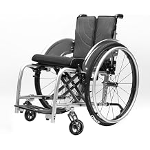 Aluminum Alloy Sports Wheelchair, Portable Lightweight Foldable Chair, Removable Tires, for Adults, Anti-Tip WheelsBlack,42cm/16.5in Seat