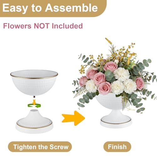 White Vases for Wedding Centerpieces, Set of 10 Metal Vase Small Table Centerpiece Flower Stands Wedding Arrangement for Weddings Reception Home Floral Decor Anniversary by ASHELYULLA - Used condition - Image 5