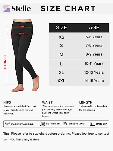 Stelle YG039-2-BK-M Girls Athletic Leggings Kids Dance Workout Running Yoga Pants thumb #5