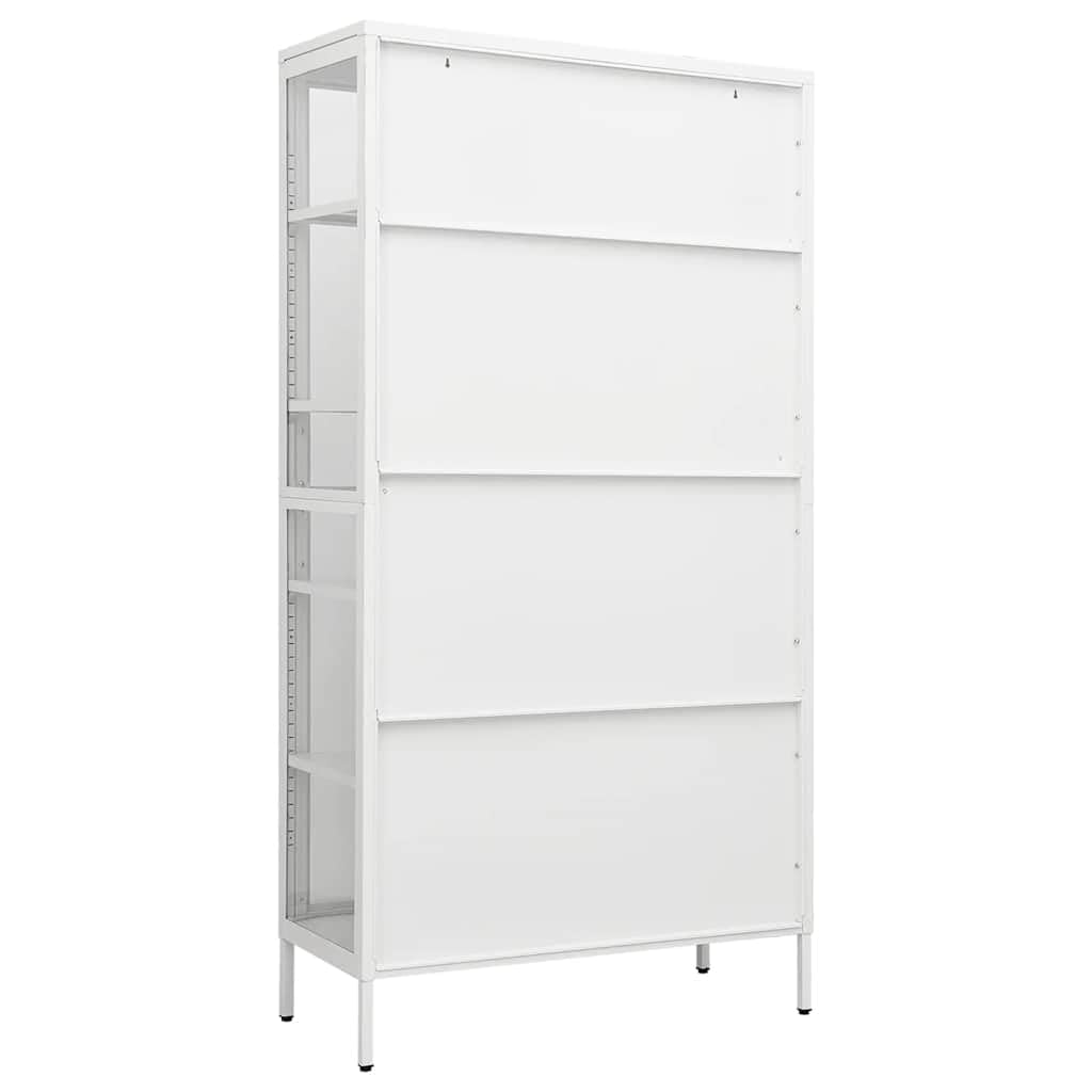 Vitrina Blanco 90x40x180 cm Acero Vidrio Templado | 4 estantes ajustables, resistentes y duraderos, fáciles de limpiar, armario auxiliar