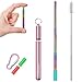 Sunnywoo Collapsible Reusable Straws,Portable Stainless Steel Metal Drinking Foldable Straw with Rose Gold Travel Case & Cleaning Brush & Keychain & Silicon Tips for Adults and Kids (Rainbow Straw)