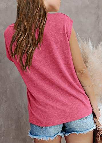 Image of Imily Bela Girls Cap Sleeve Summer Tops Casual Crewneck Loose Tshirts with Pocket
