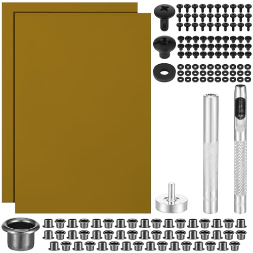 Lanties 145 Pcs DIY Holster Kit Include Eyelet Hand Setter Eyelet Combo Thermoform Sheet Cross Recessed Screw Head Open Slotted Fastener Rubber Washer for Making Knife Sheath Keel (Desert Color)