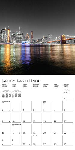 Image of Graphique 2022 New York Glitz Wall Calendar | 12 inch x 12 inch | Thick Paper | Home & Office Organizer | Large Monthly Grid | 3 Languages & Marked Holidays | 4 Month Preview Page for 2023