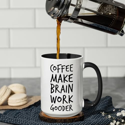 Veracco Coffee Make Brain Work Gooder Mug Funny Coffee Lover Gift Humorous Idea Family Friends Birthday Presents Sarcastic Office Tea Cup Caffeine Addict Brain Booster Gooder Vibes by Veracco - Used condition - Image 6