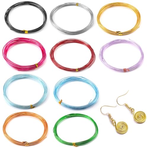 PAVIKE アルミワイヤー アルミ線 アーティスティックワイヤー 直径0.8mm 10色 ワイヤー 手芸材料 細径 シルバー クラフトワイヤー DIY手作り素材 針金 園芸 多機能