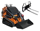 Wolfequip 23hp Mini Skid Steer Loader with Bucket+Pallet Forks, For Garden, Farms, Parks, Roads and Construction EPA Gasoline Engine, US STOCK