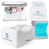 Posture Pro Health Bamboo Charcoal Memory Foam Orthopedic Knee Pillow with Cooling Gel & Adjustable Strap | Back, Hip, Knee Support Cushion for Side Sleepers & Pregnant Women | Bonus Cover |