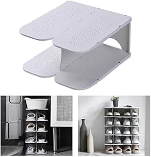 ACPOP Shoe Slots Organizer, Adjustable Shoe Rack,Better Stability Shoe Organizer,Shoe Stacker,Space Saver,2Pcs,Grey