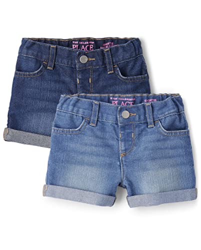 The Children's Place Baby Girls and Toddler Denim Shortie, Sage Wash, 3T US