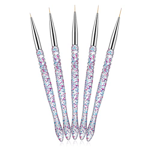 WLLHYF Lot de 5 pinceaux eyeliner activés à l'eau pour maquillage des yeux en acrylique avec des baguettes fines biseautées et des pointes fines Cover