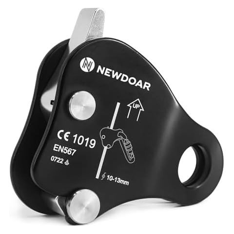 NewDoar Rope Grab Ascender 12KN Riser Adjuster Fits 10mm-13mm Rope for Rocking Climbing Protection Rescue (Black) Cover
