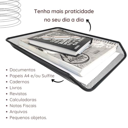 Markys Store - Bandeja Organizadora Multiuso Mesa Escritório Preta - Kit 50un