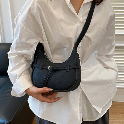 Small Crescent Shoulder Bag for Women Vegan Leather Crossbody Purse Cute Y2K Underarm Hobo Bag Mini Tote Handbag 20254
