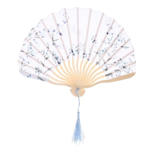WRITWAA Abanico Ventilador Enfriador Portátil de Estilo Japonés con Tela y Asa Plegable de Verano para Decoración Verano y Viaje