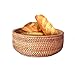 Vassoio portaoggetti in rattan Cestini di frutta di forma rotonda, vassoio da portata in vimini naturale in rattan intrecciato a mano, per cesto espositore per pane (M)