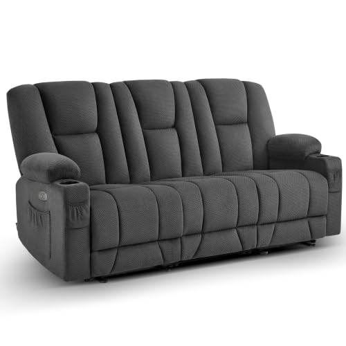 MCombo 79 in 3 Seater Reclining Sofa with Heat and Massage 6034M3 (Grey)