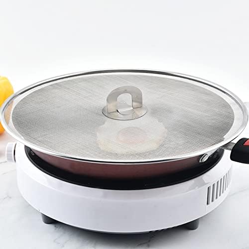 Gtwinsone 2 Pcs Splatter Screen Stainless Steel Frying Pan Splatter Guard Splash with Folding Handle Guard for Cooking Splatter Shield Guard Pan Cover Protector for Kitchen Pots Mesh Lid 33/25cm