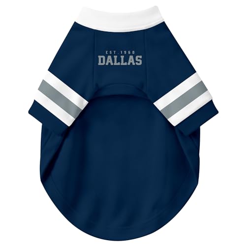 Image of Dallas Dog Clothes Jersey Style Personalized Pet T Shirt with Custom Name Number for Small Medium Large Dogs
