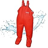 BMS BabyBuddy - rot | Matschhose mit Füsslingen Krabbelhose Regenhose Mädchen - rot