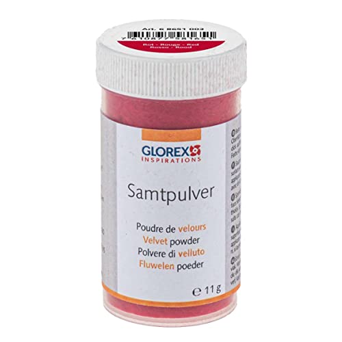 GLOREX 6 8651 003 - Samtpulver, 11 g, rot, zur Veredlung und Gestaltung von Schmuck, Dekoration und für Bastelarbeiten geeignet