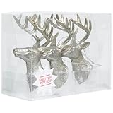 Silver Deer Ornaments | Set of 3 | 5 inch | Reindeer Christmas Decor