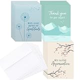 24 Funeral Thank You Cards With Message Inside - 4.5 x 6.25” Rustic Nature Scenes Flowers, Trees, Mo